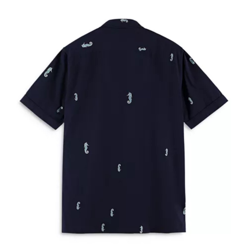 Scotch & Soda Navy Blue SS Seahorse Casual Button Down Shirt Size: Medium - Picture 2 of 4